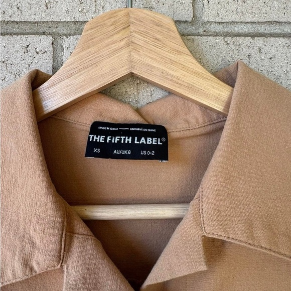 The Fifth Label Camel Tan Collared Camp Dress – Button Front, Utility Style, XS - Picture 3 of 6